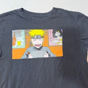 Naruto Shippuden Ichiraku Ramen Shop Black Graphic T-Shirt Mens Large L Cotton